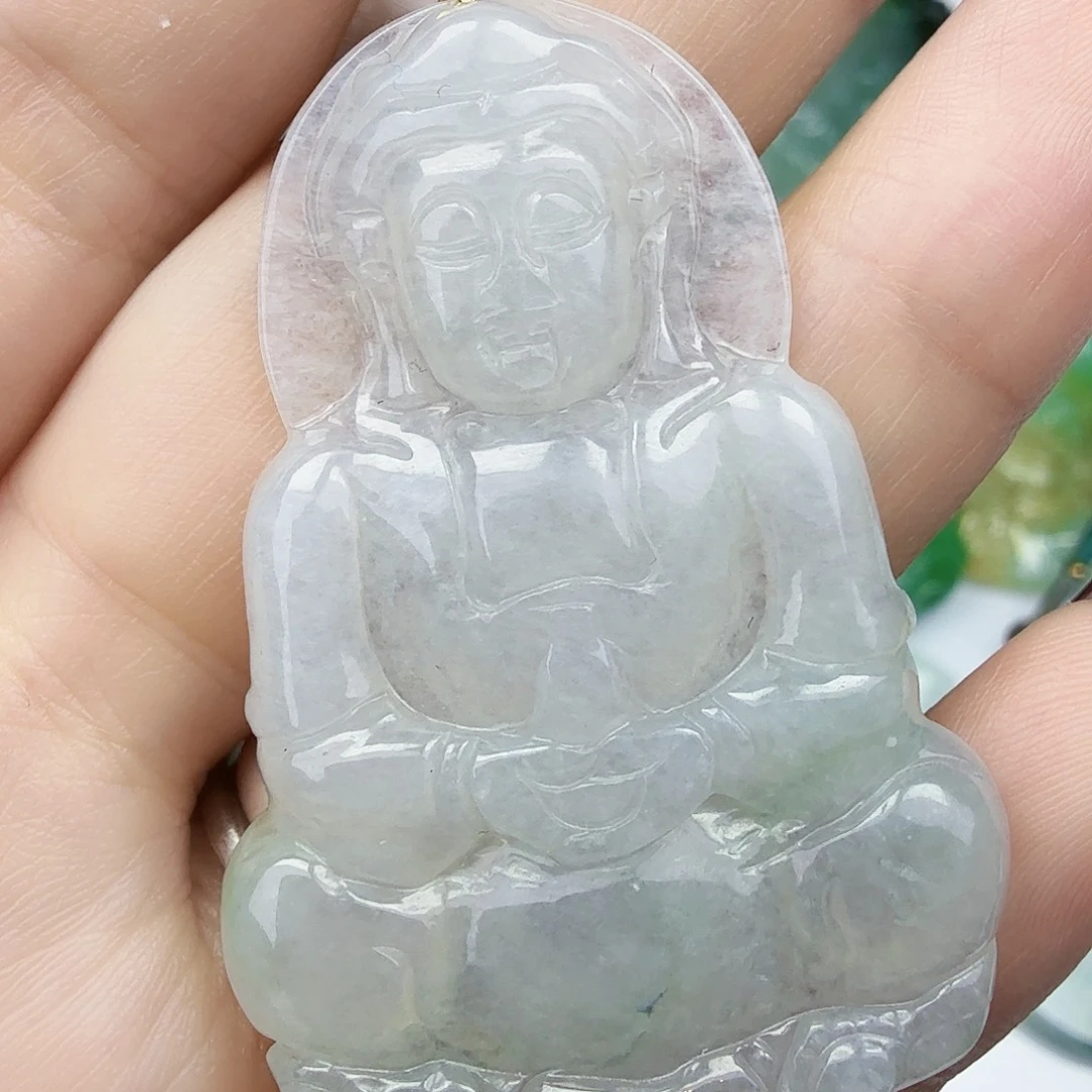 翡翠颈饰18K金镶嵌大**痕观音