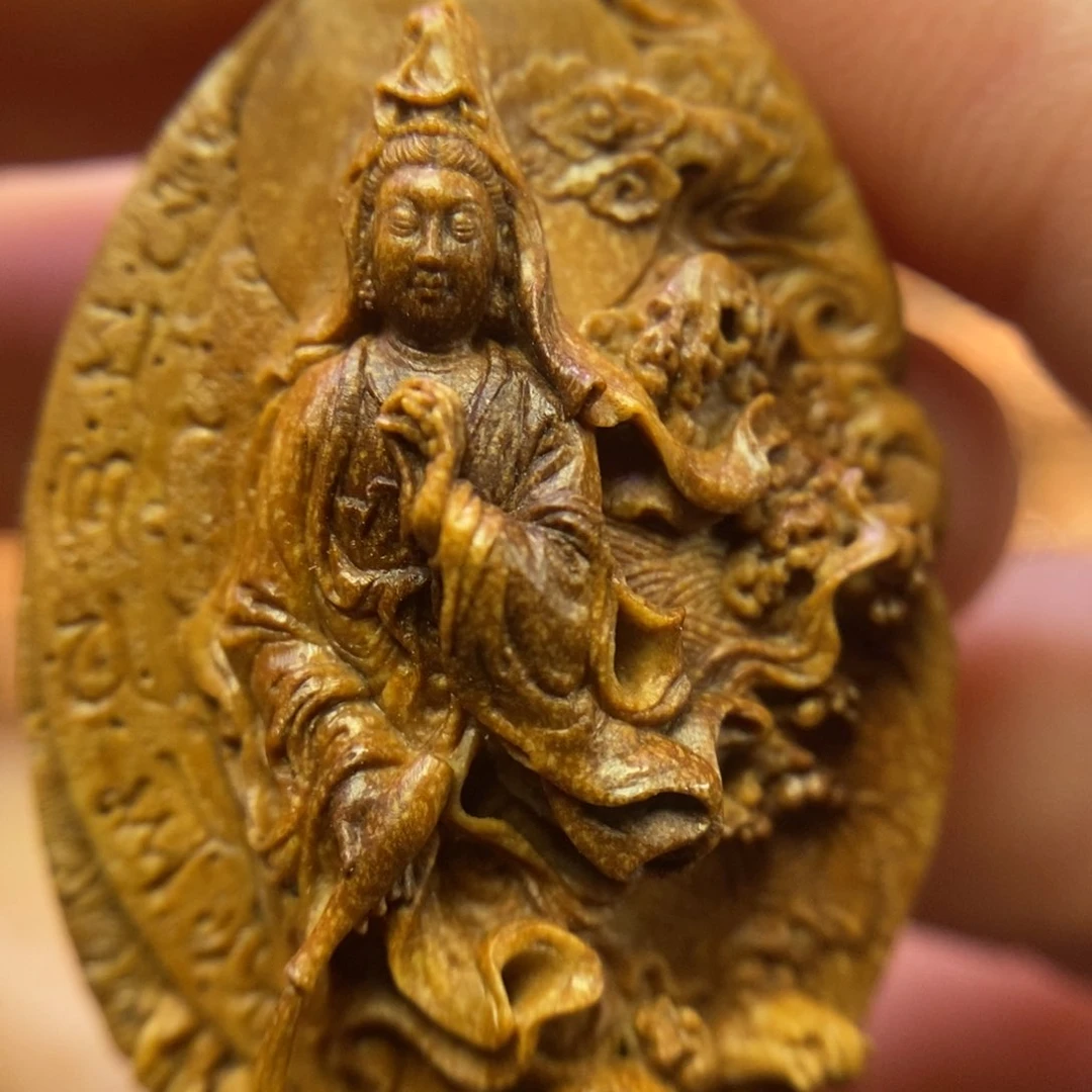 潍坊核雕桃核雕刻观音