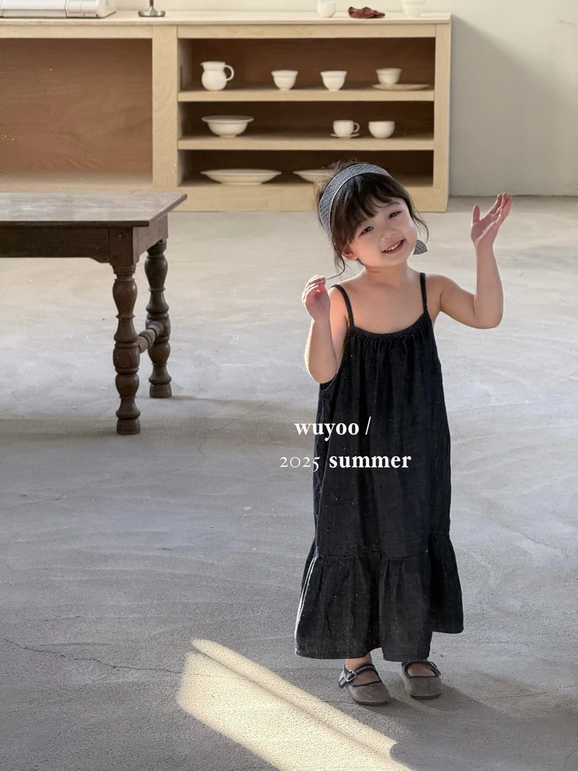 儿童复古无袖女童装夏季公主风公主裙连衣裙洋气纱裙纯色背心裙