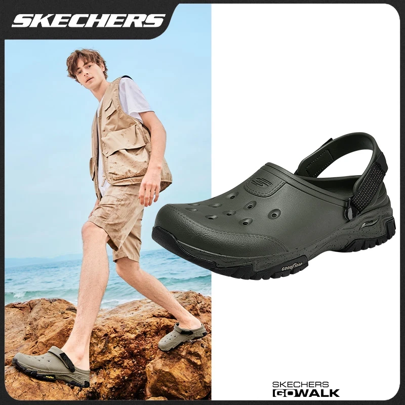 斯凯奇男鞋夏季透气洞洞鞋防滑溯溪沙滩鞋时尚外穿软底凉鞋243341