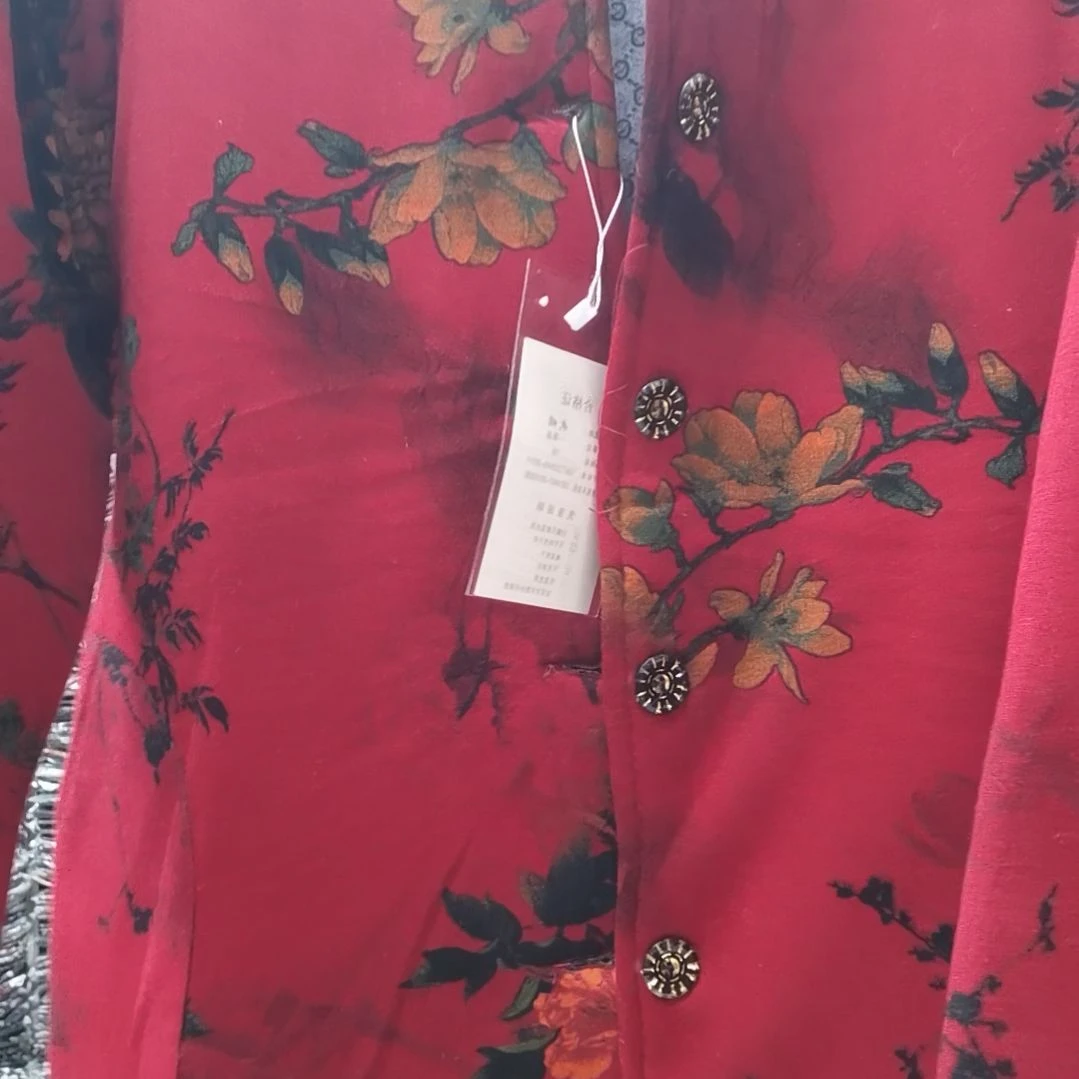 背心3x大红色大花棉袄