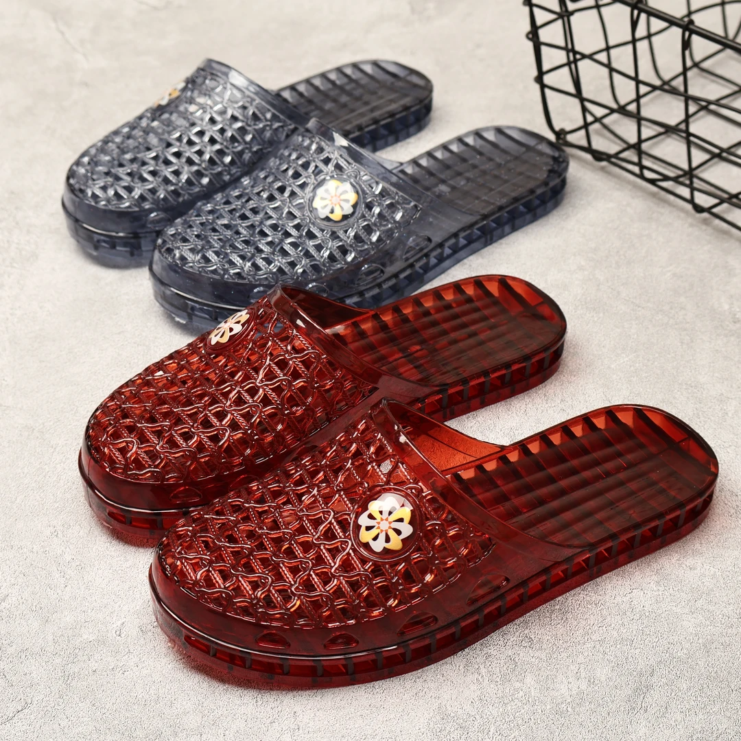 夏季包头拖鞋女士新款百搭防滑水晶厚底镂空洞洞鞋室内家居凉拖鞋