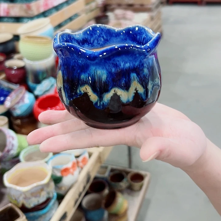 有孔.凑满10元发货多肉陶瓷花盆！