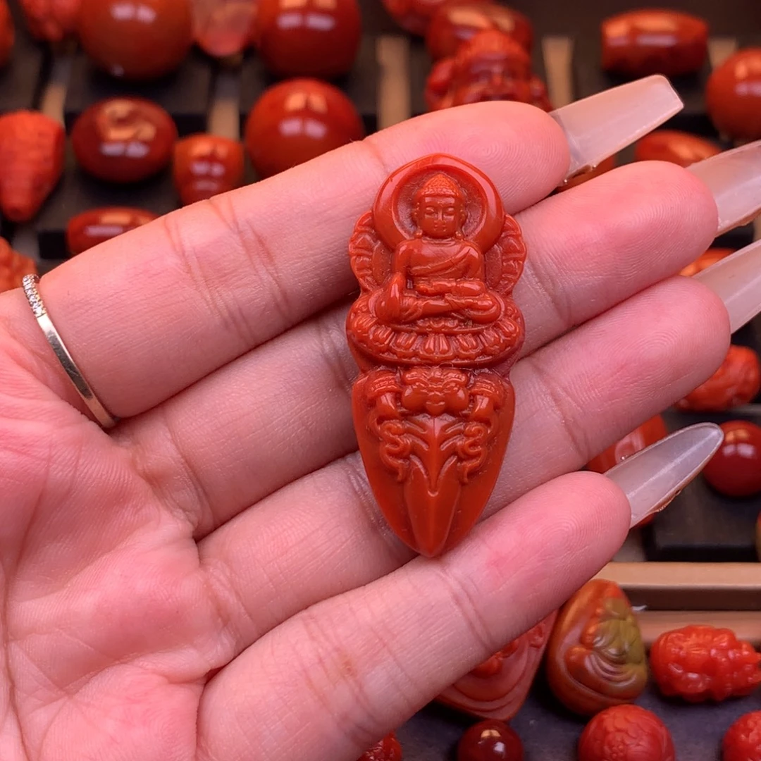 南红玛瑙未镶嵌南红大日如来金刚杵吊坠