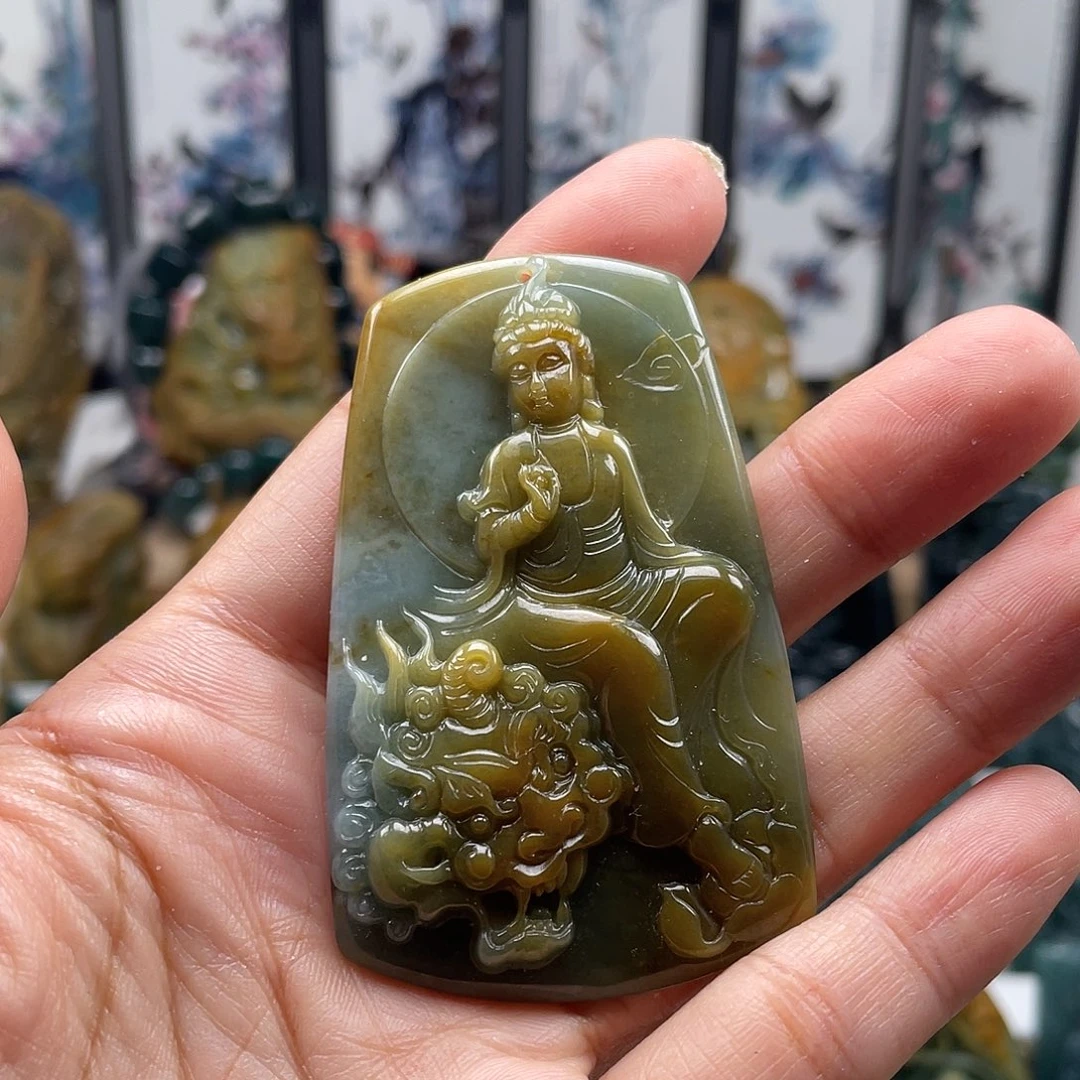 翡翠未镶嵌颈饰天然翡翠a货文殊