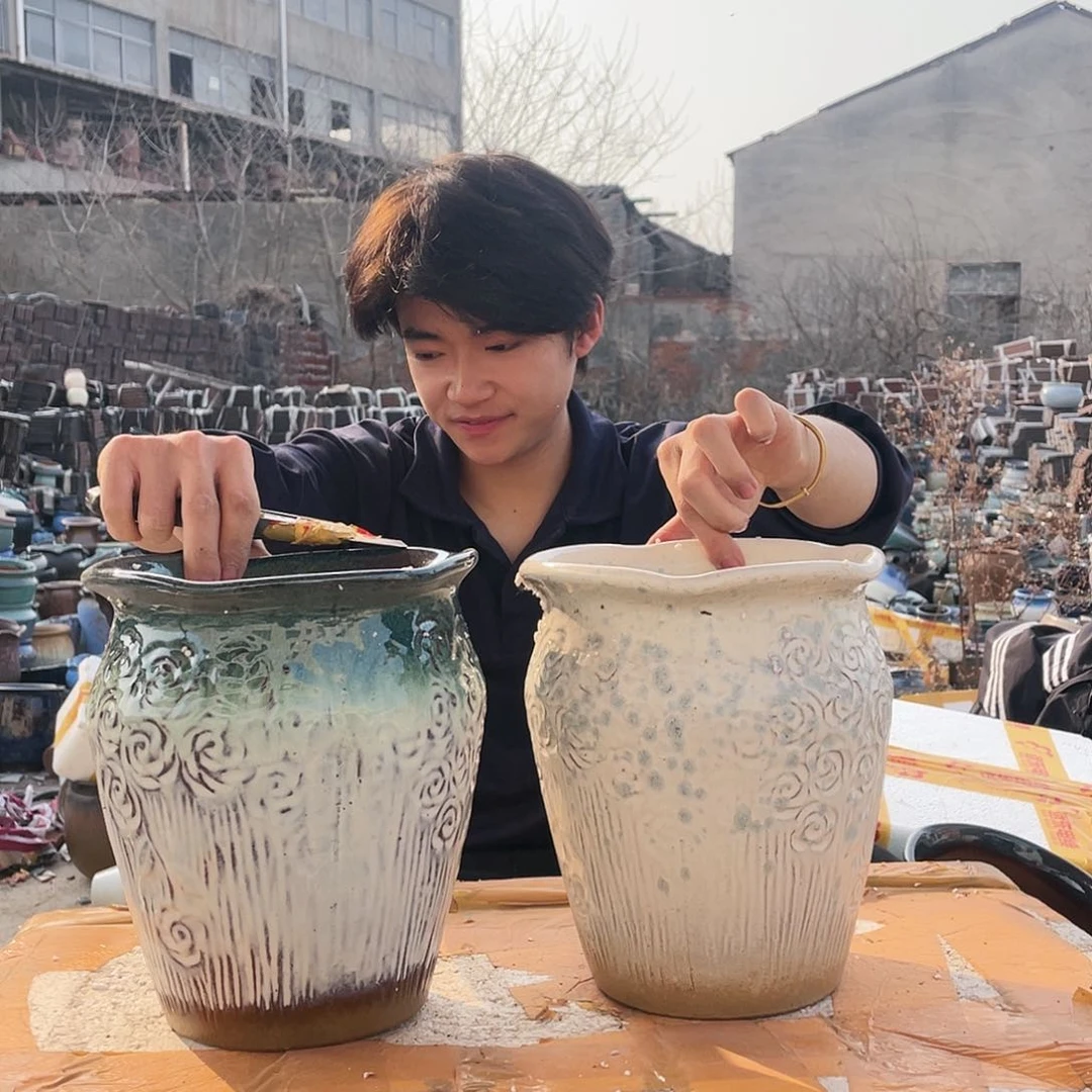 红陶宜兴紫砂粗陶花盆