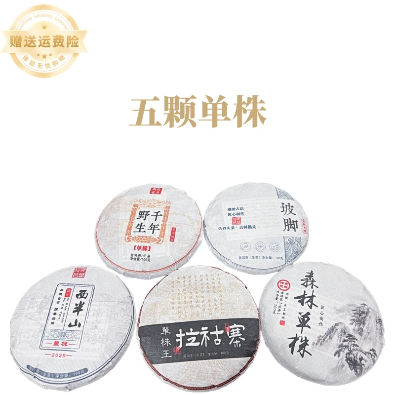 五颗单株/25年春 /100克普洱生茶*5