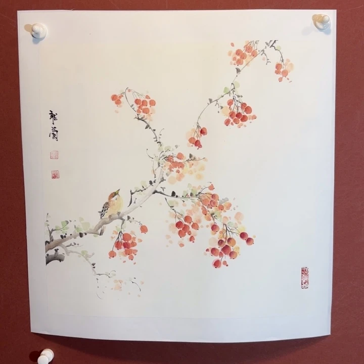 国画听兰老师花鸟