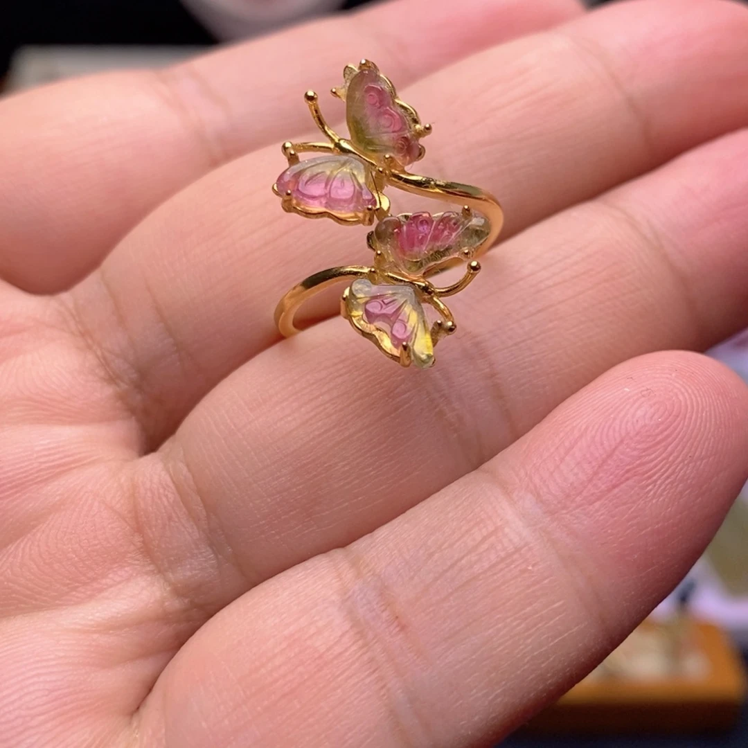 戒指银S925镶嵌碧玺