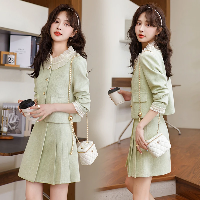 法式小香风套装2025春季新款小个子漂亮减龄短外套半身裙两件套女