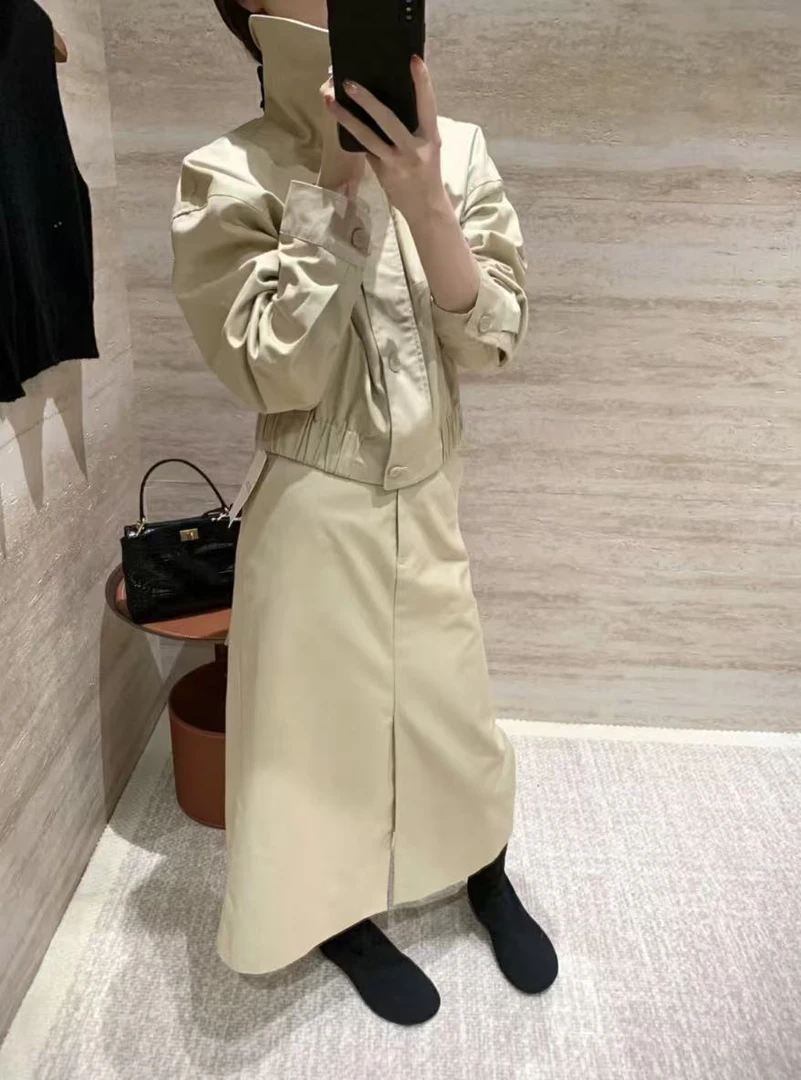 3T22-6715韩系休闲裙子套装裙女新款短款工装外套半身裙两件套装