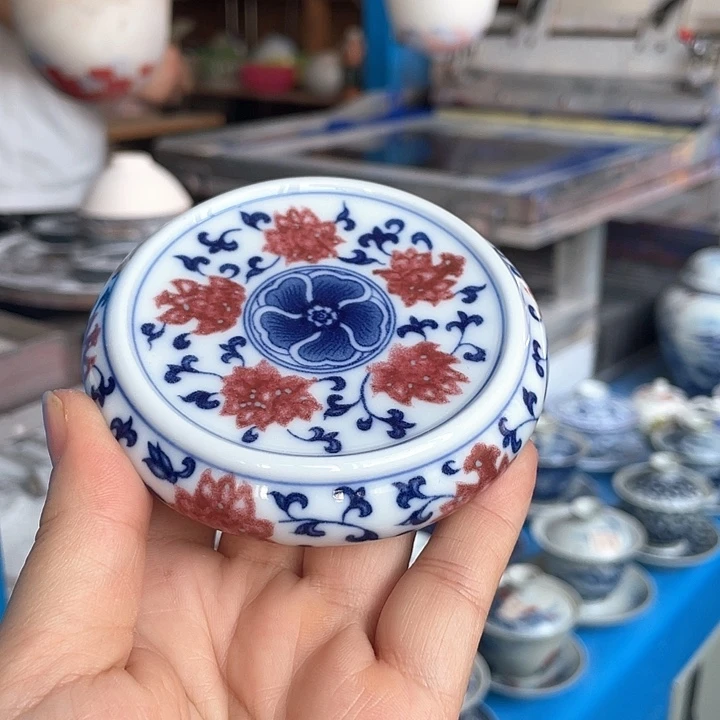 青花釉下彩大盖置