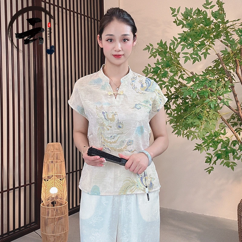 云汐533款新中式国风百搭显瘦透气短袖小衫