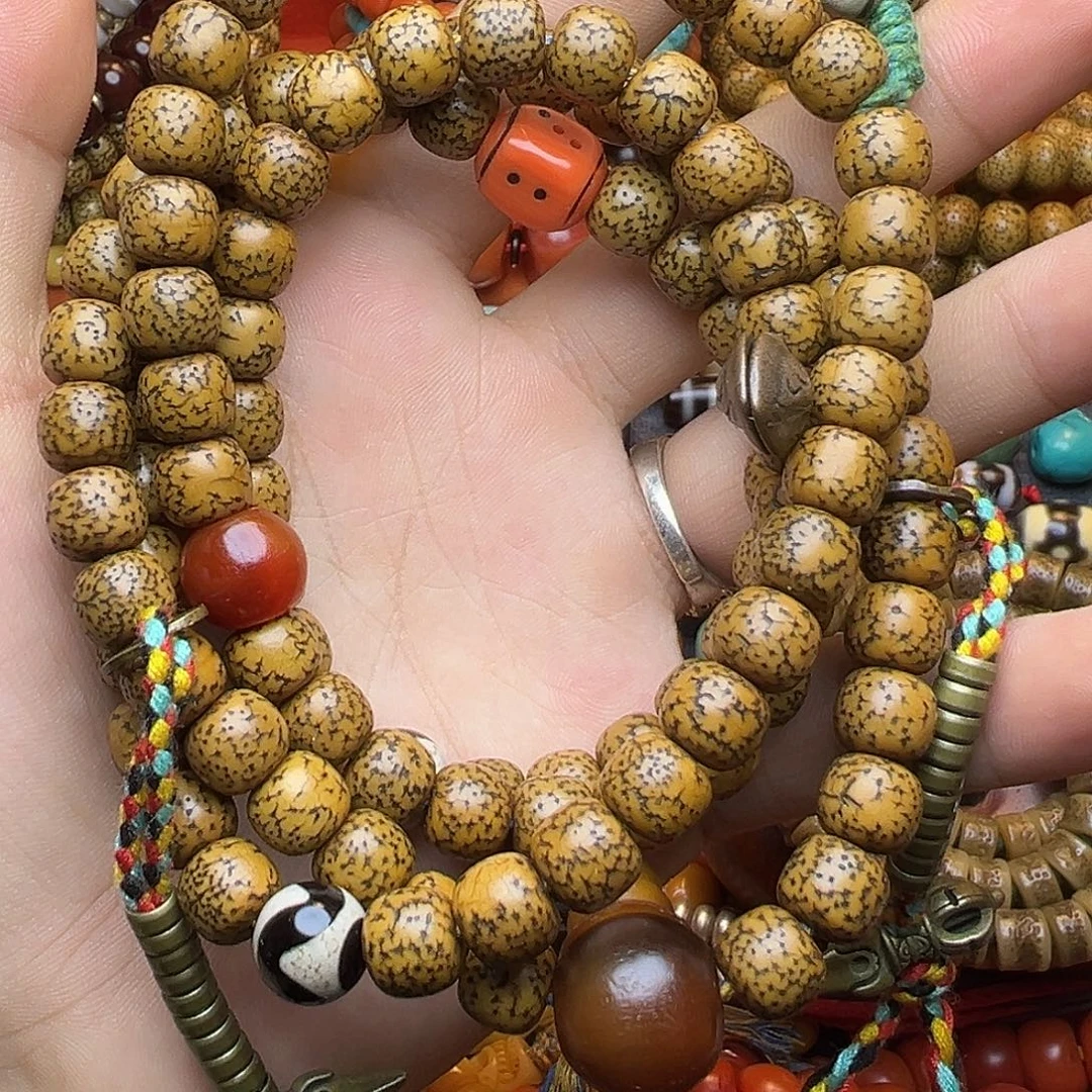 星月菩提手串满搭配108足数星月菩提