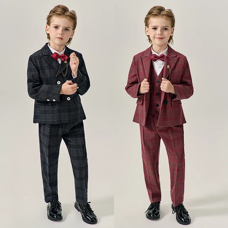 儿童西装套装男童宝宝周岁小西服英伦风花童婚礼儿童花童礼服男孩