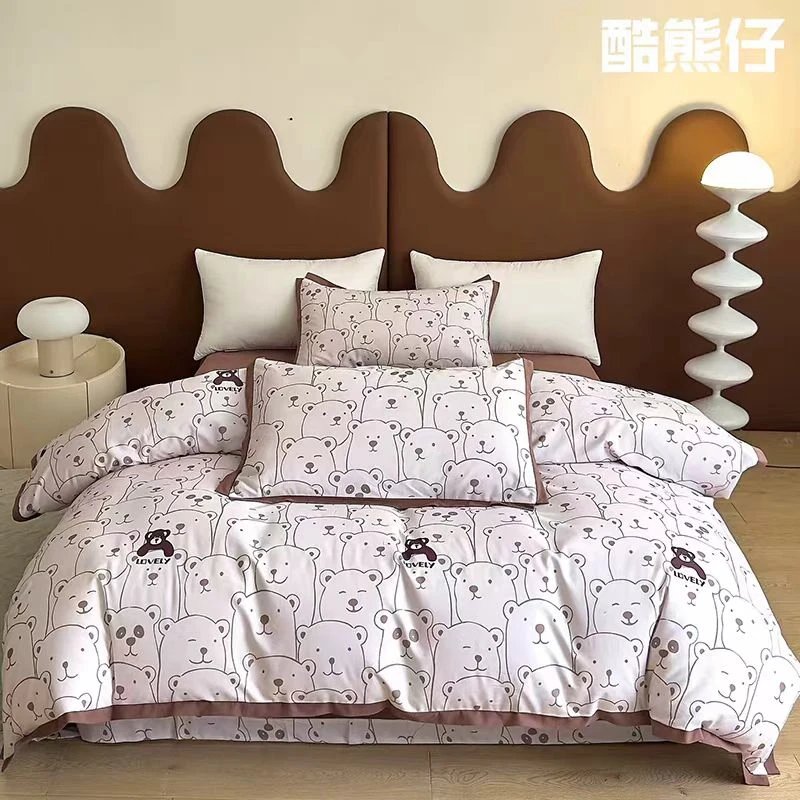【铭哥家】轻奢高级长绒棉亲肤活性印染贡缎全棉四件套-维尼熊