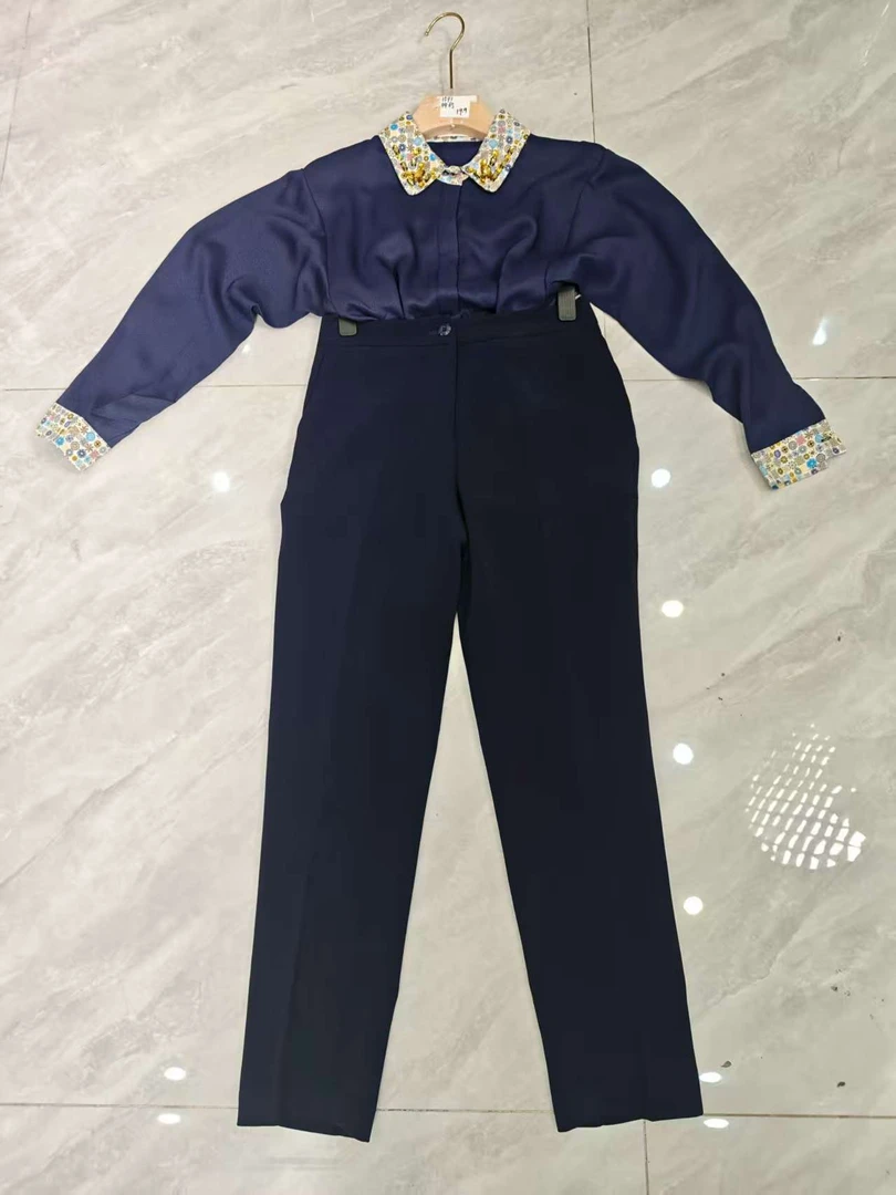 1591+0465直筒裤高腰长裤薄款西装裤搭配衬衫套装