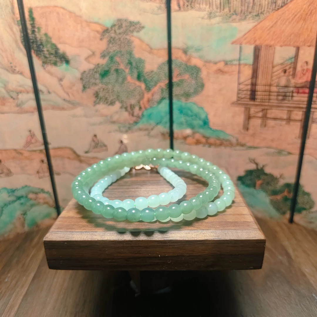 K和田玉渐变桶珠项链1895