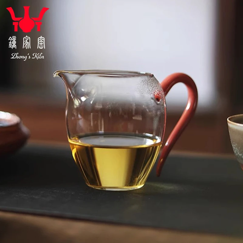 钟家窑玻璃公道杯 茶海公道分茶器茶漏套装耐高温玻璃侧把公道杯