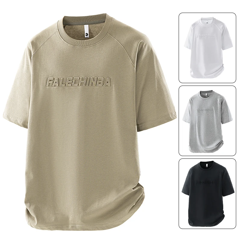 纯棉短袖t恤男夏季薄款潮流加肥加大码宽松圆领半袖吸汗透气上衣