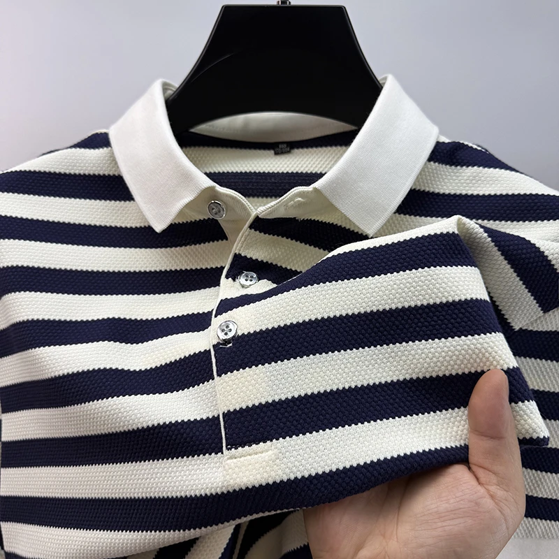 Zero Degree North经典条纹短袖t恤男士夏季新款潮流时尚POLO衫