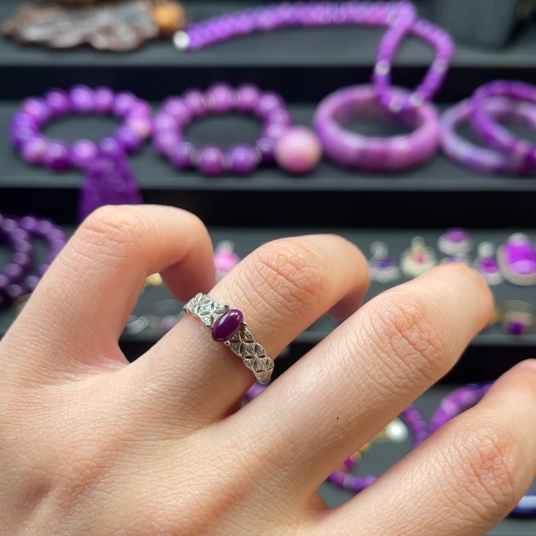 苏纪石（舒俱来）银S925镀金镶嵌戒指