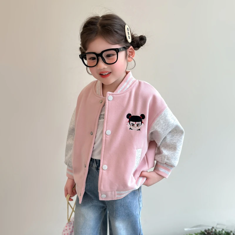 女童哪吒外套春秋款2025新款小女孩洋气时髦开衫棒球服上衣儿童装