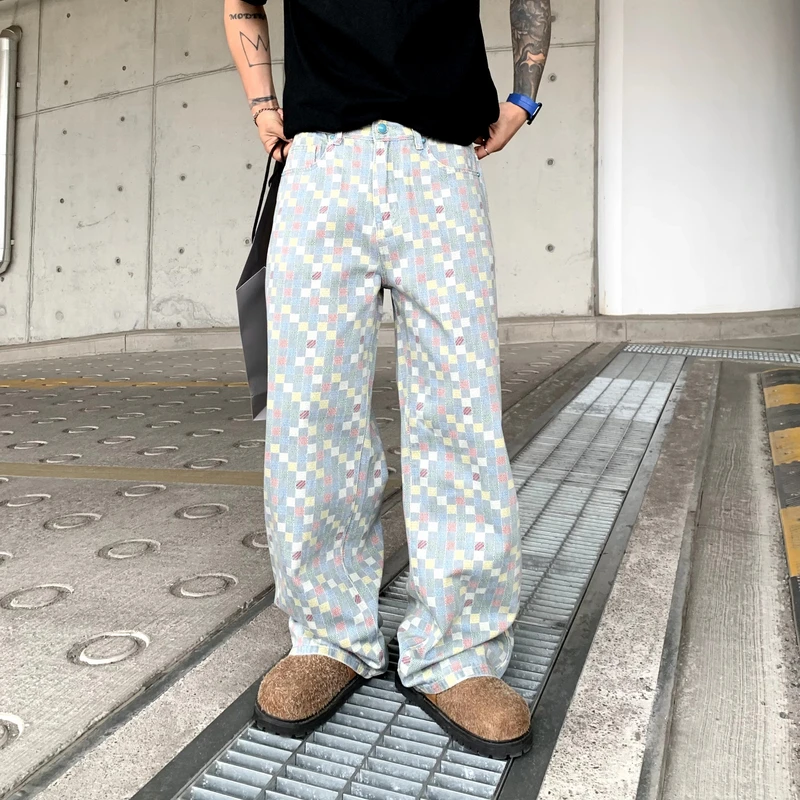 2025新款潮牌宽松直筒蓝色水洗牛仔裤百搭时尚复古薄款夏季裤子侏