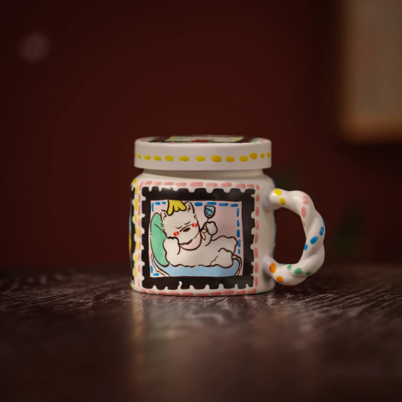 577手工创意西高地陶瓷盖杯