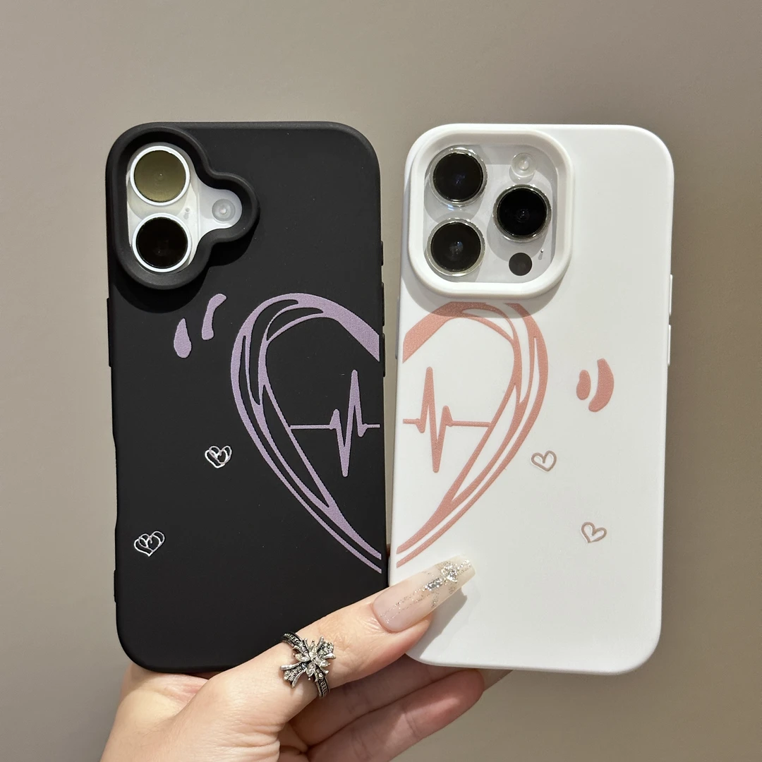 创意爱心情侣壳液态硅胶适用苹果iPhone12/13/14/15/16/17防摔软