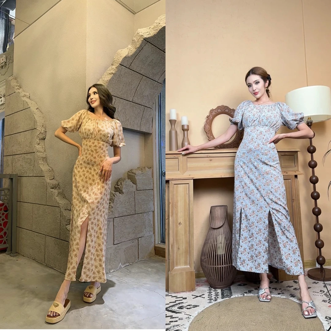 GIFLONA 两种颜色碎花开叉连衣裙