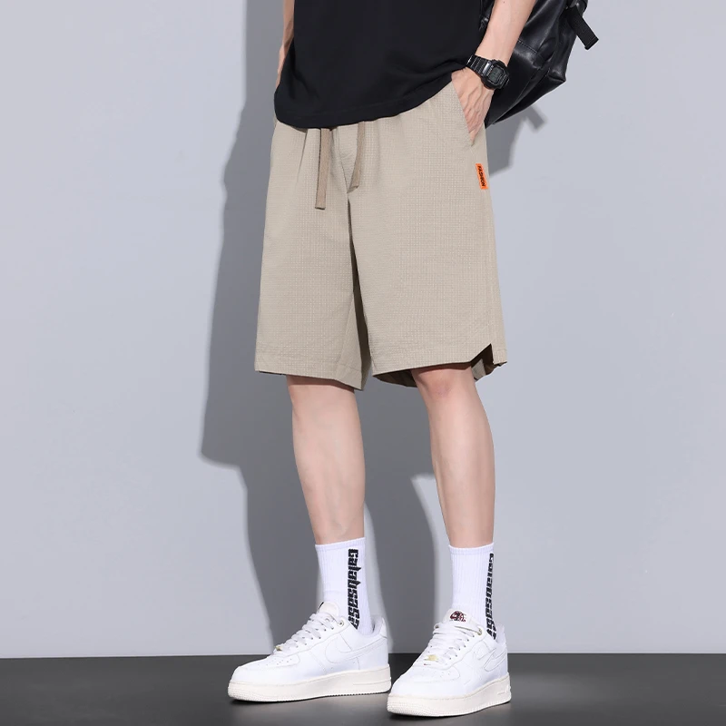 Kuvine冰丝速干休闲短裤男士夏季外穿运动宽松直筒五分裤潮流中裤