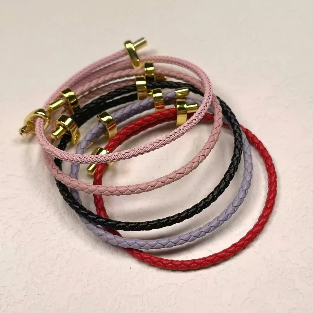 3m皮绳钢丝绳开口镯 手绳配件情侣简约百搭