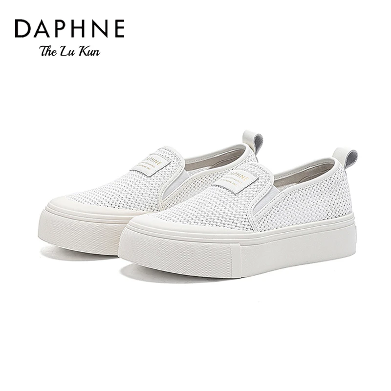 达芙妮女鞋厚底小白鞋女夏薄款板鞋2025网面透气一脚蹬渔夫鞋女AM