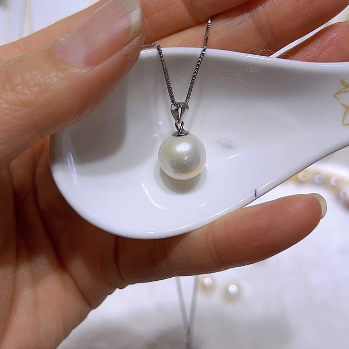 淡水珍珠白珠银色瓜子扣银S925镶嵌