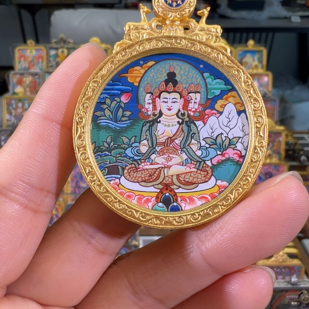 吊坠热贡纯手绘唐卡大日