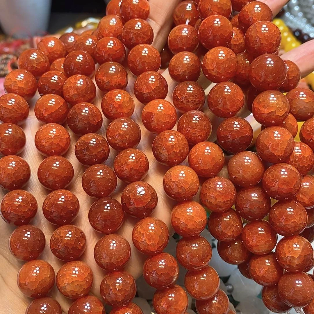 玛瑙/玉髓未镶嵌珠宝半成品14mm红龙鳞玛瑙一条