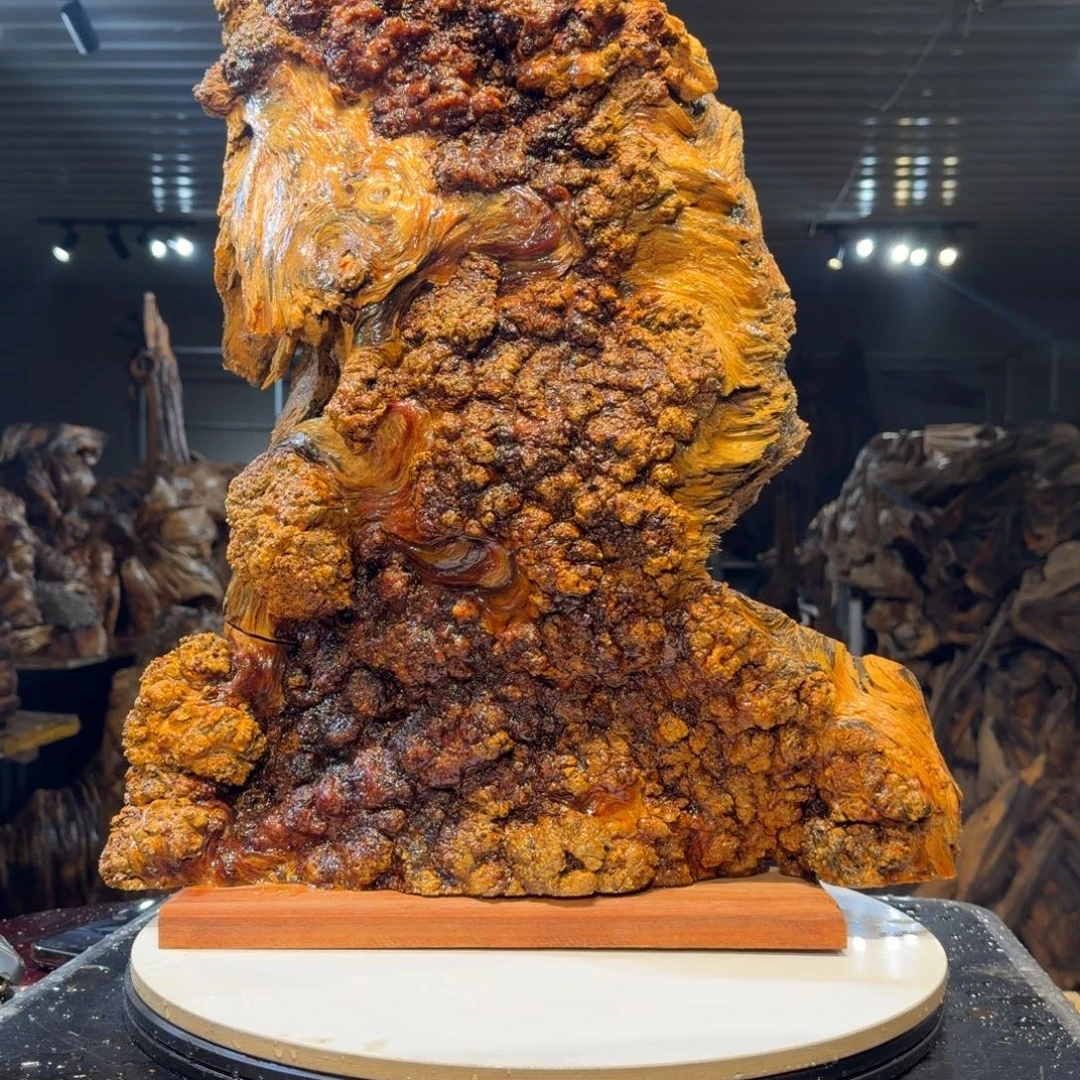 金***猫木王一刀琥珀木摆件23