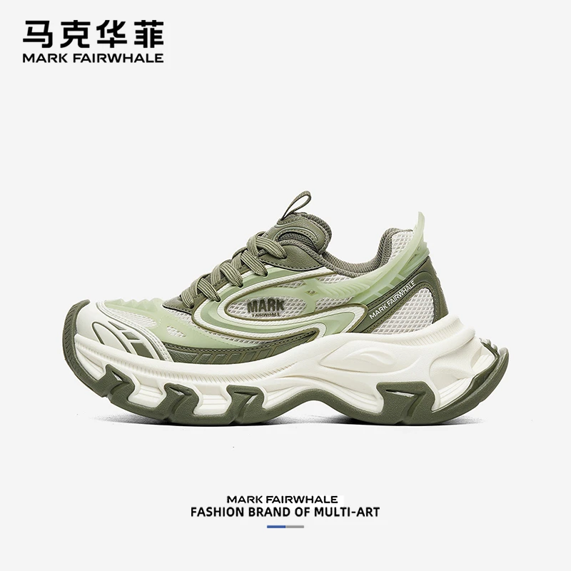 马克华菲老爹鞋2025新款男鞋猫眼鞋异瞳鞋子5cm增高复古运动鞋男