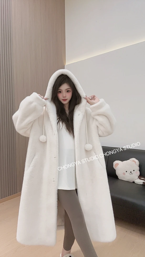 YIYI[巫师帽】2025保暖百搭韩系简约慵懒经典毛毛外套669大牌女装