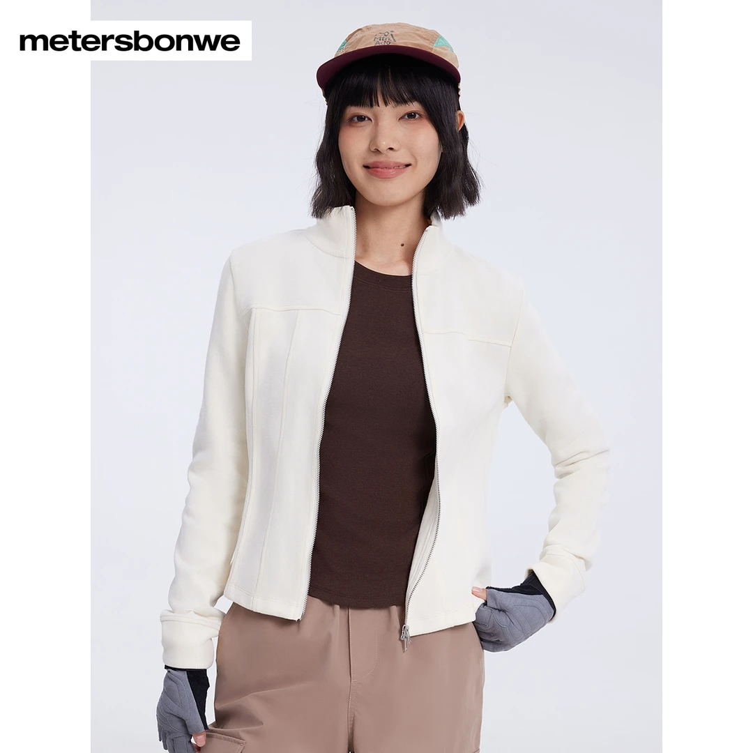美特斯邦威时尚短款运动女立领春季保暖长袖开衫224983