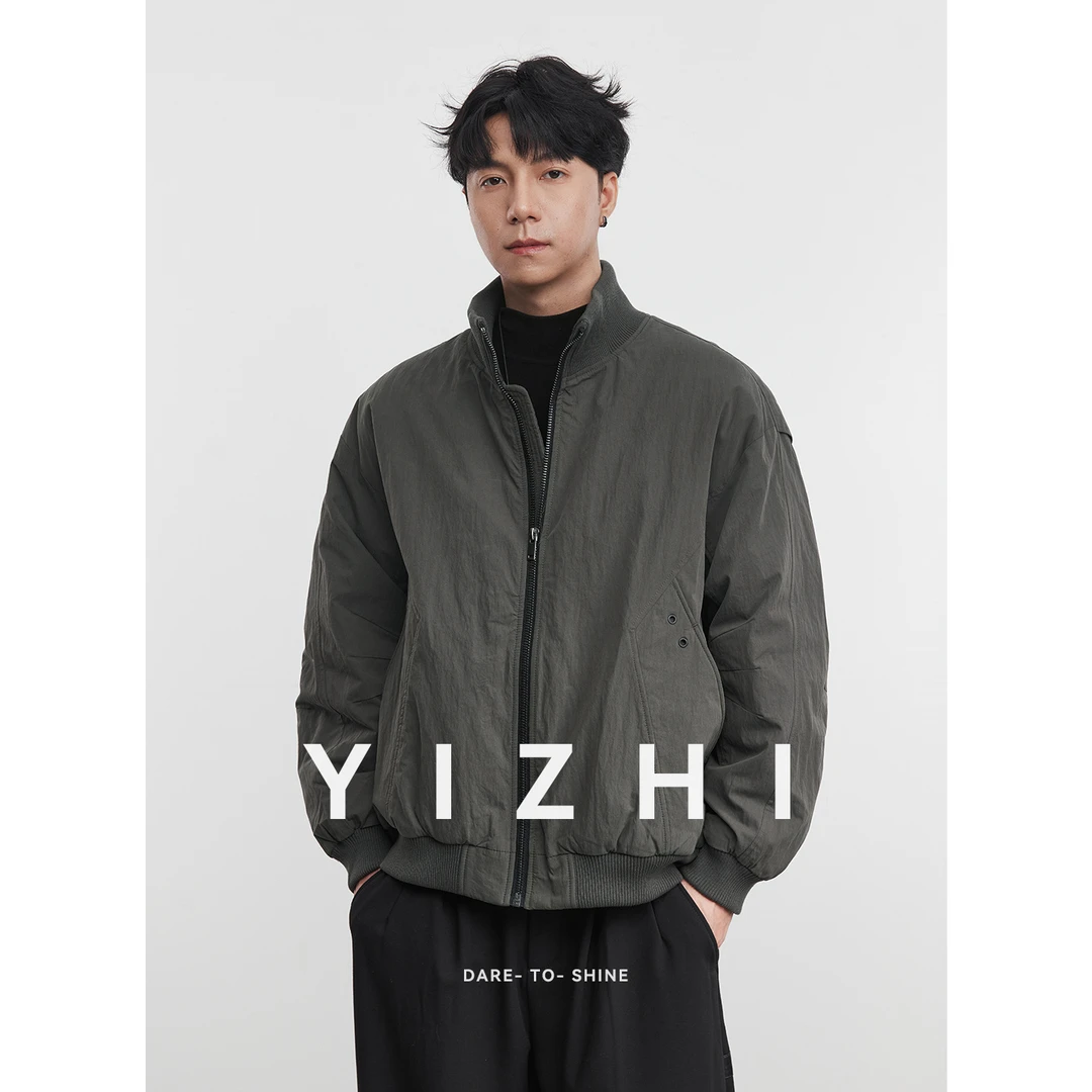 亦止【灰调】90白鸭绒羽绒服宽松保暖飞行员夹克男士冬季加厚外套