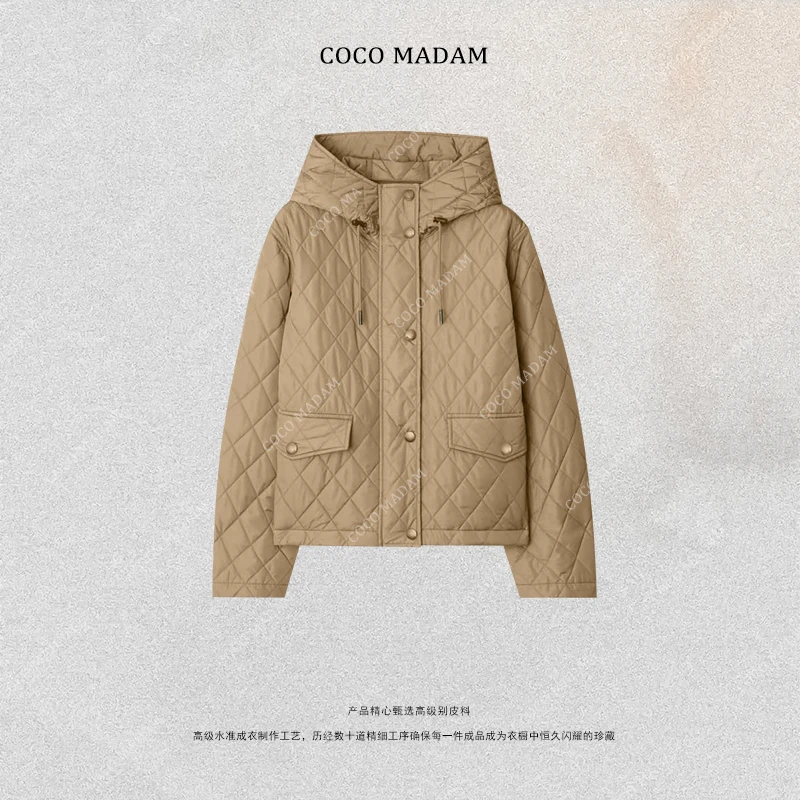 NIUNIU ·T-2033 时尚外套菱格纯色连帽短外套