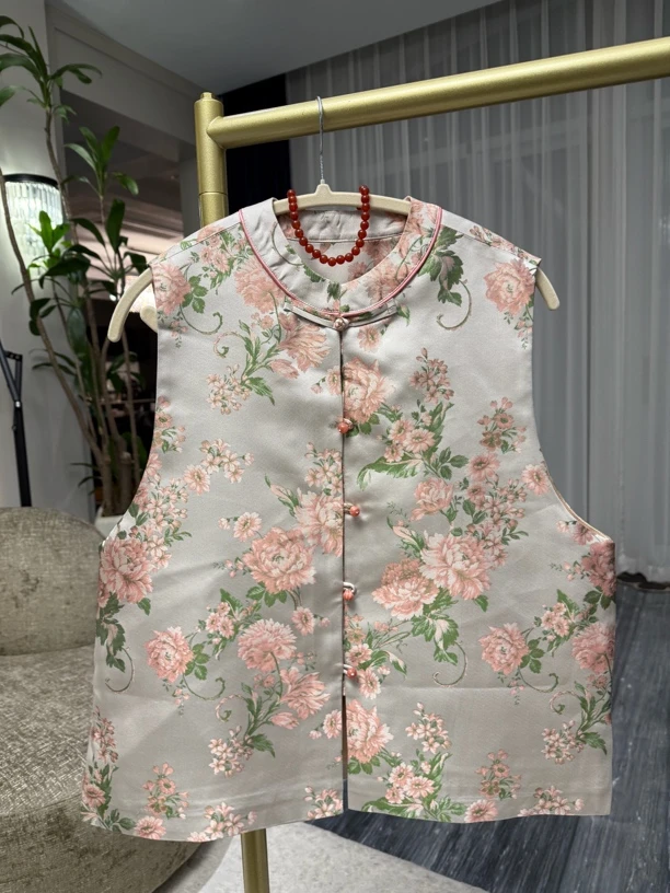 国色天香 宋锦马甲