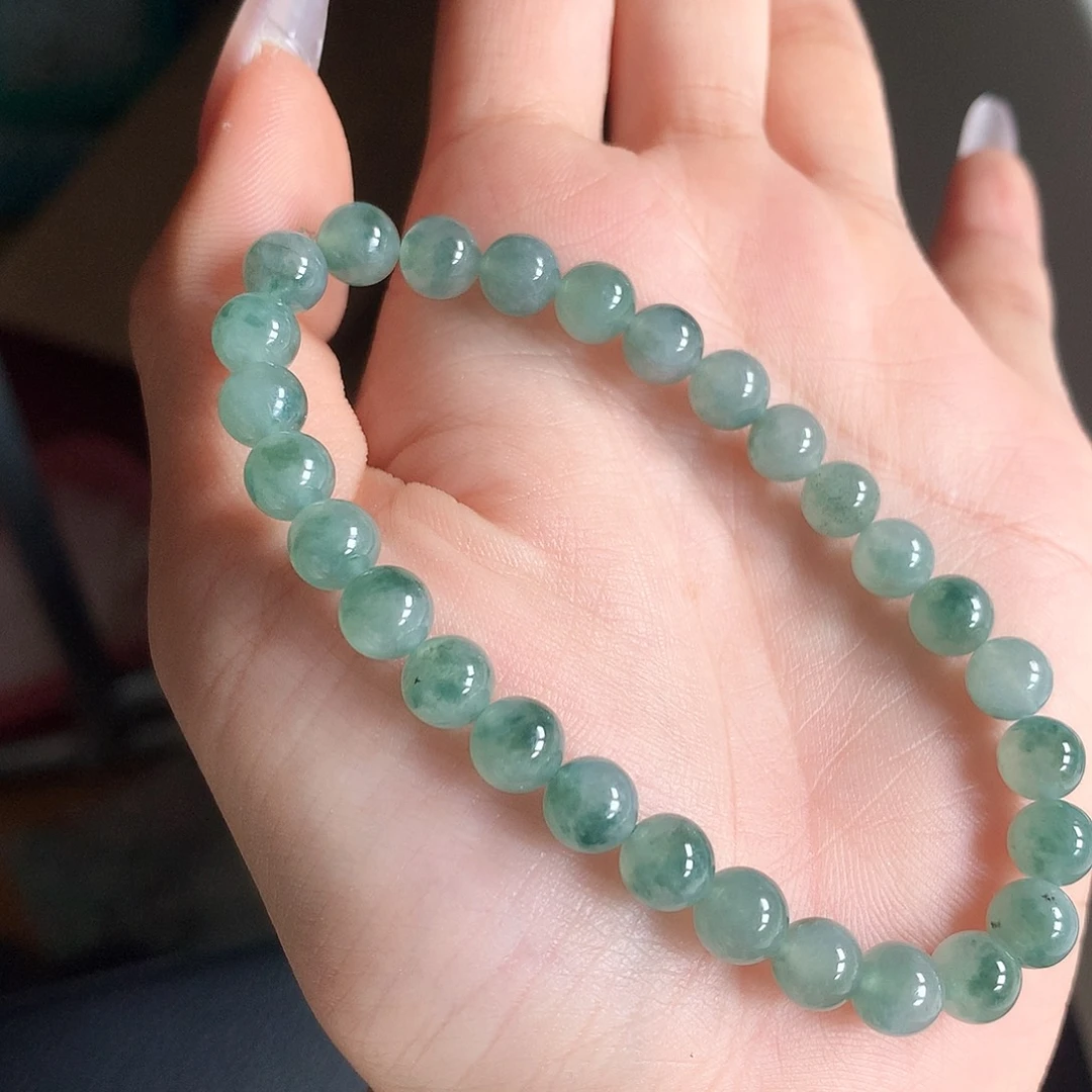 翡翠未镶嵌手串飘花6.5