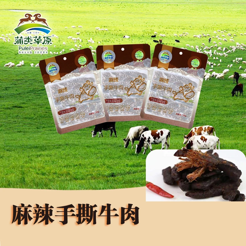 新疆巴里坤蒲类草原麻辣手撕牛肉牛肉真空独立零食