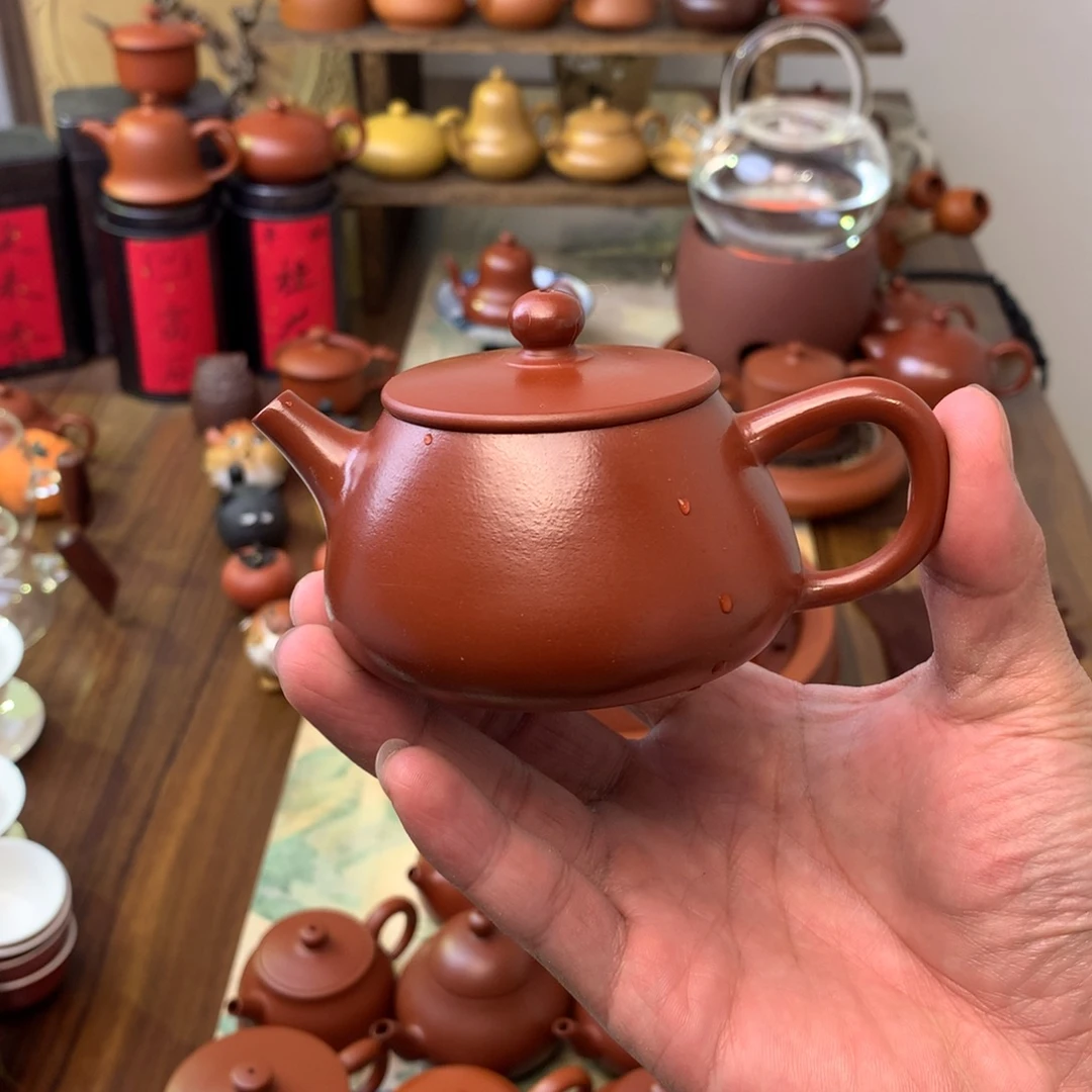 朱泥手拉壶潮州120ml石瓢