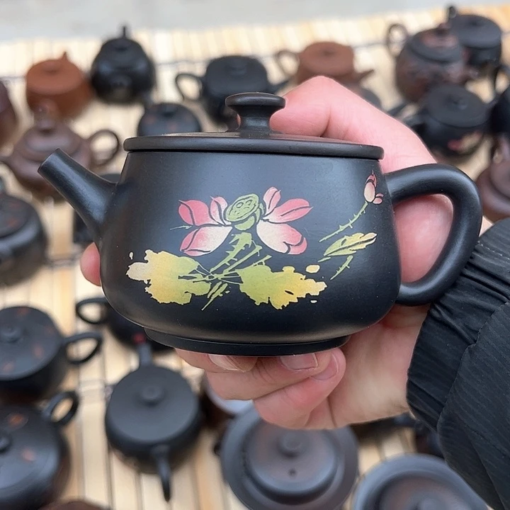 l**哥建水紫陶刻填汉瓦壶特价