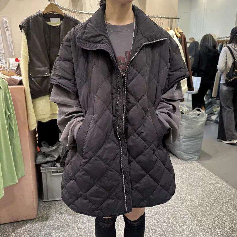 韩版宽松立领羽绒背心女秋冬季加厚保暖简约时尚无袖马甲外套