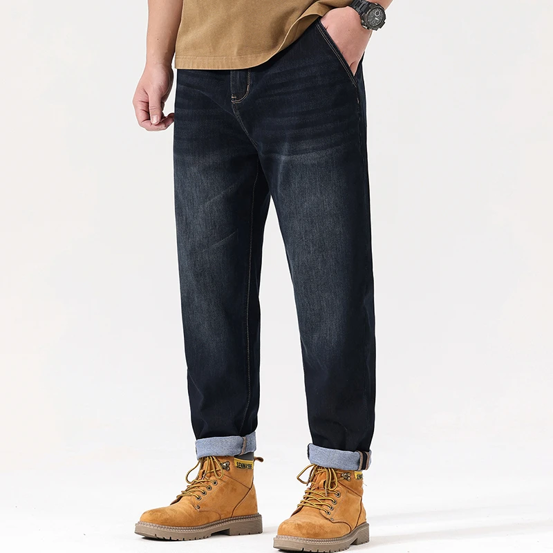 春夏大码男士牛仔裤胖宽松弹力加肥加大百搭长裤200-300斤6337-1